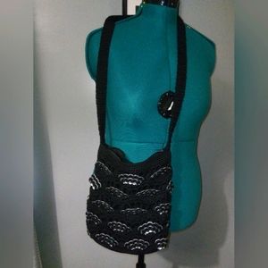 Handcrafted Crochet Crossbody Purse in Black